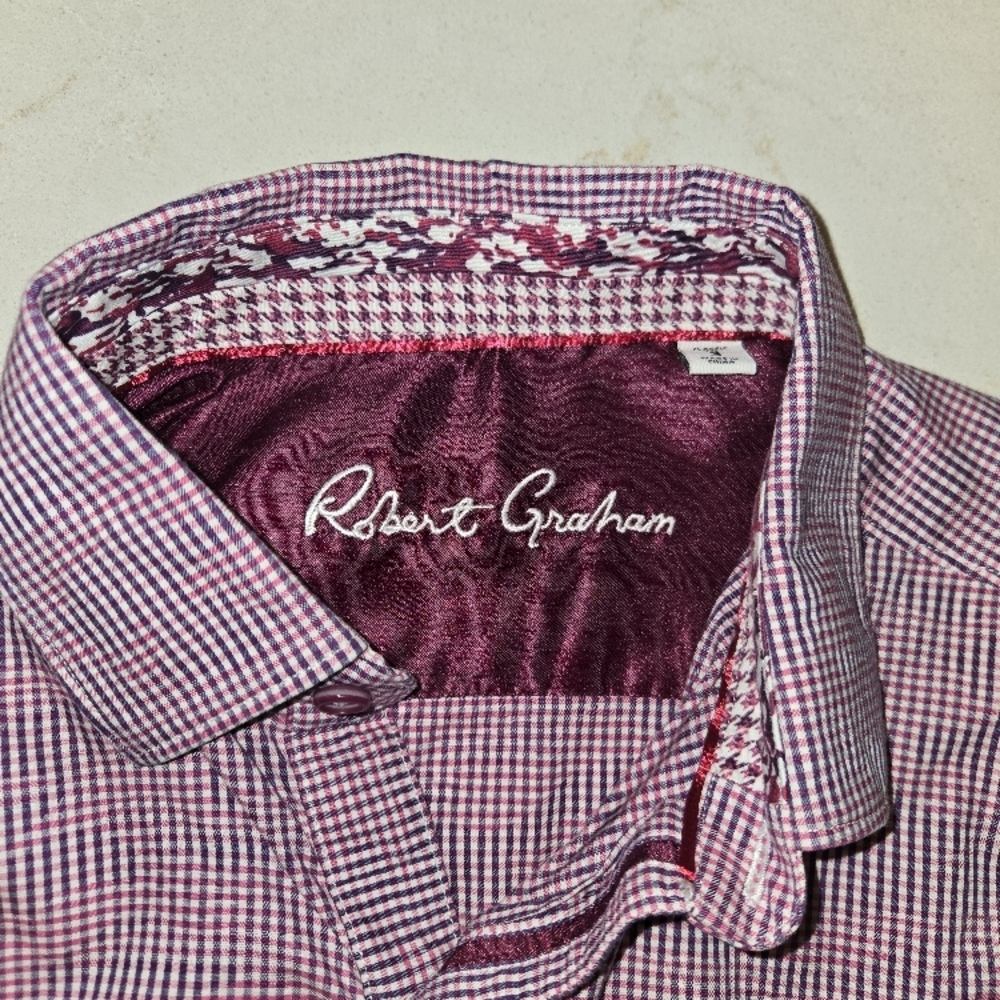 Robert Graham Men's Maroon Checkered Shirt